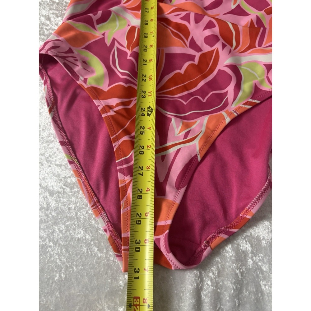 Old Navy Floral‎ One Piece Swimsuit Medium Pink Orange Tropical Beach Pool M - Picture 6 of 8
